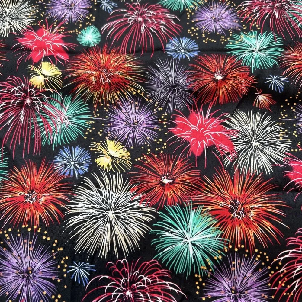 Hoffman Cotton Quilting Fabric Fireworks Coming at You 3D Colorful 1 Yd X 44